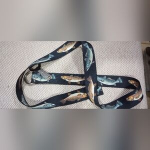 Thomas Bates Woven Men's Belt with Bottle Opener Navy Fresh Water Trout …